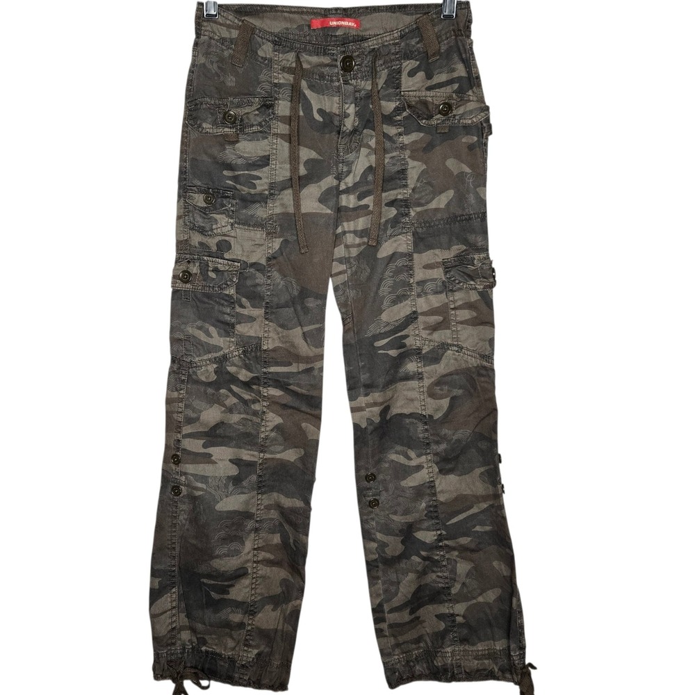UnionBay Camo Cargo Pants 12 Convertible Roll Up Utility Y2K Grunge Green